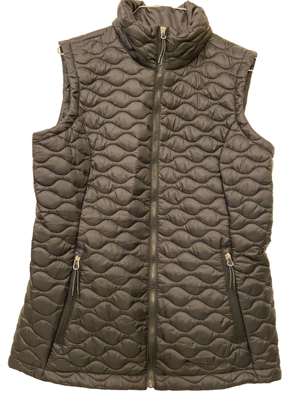 Free Country Puffer Vest Women's S Black Lightweight Pockets Outdoor Hiking Cozy